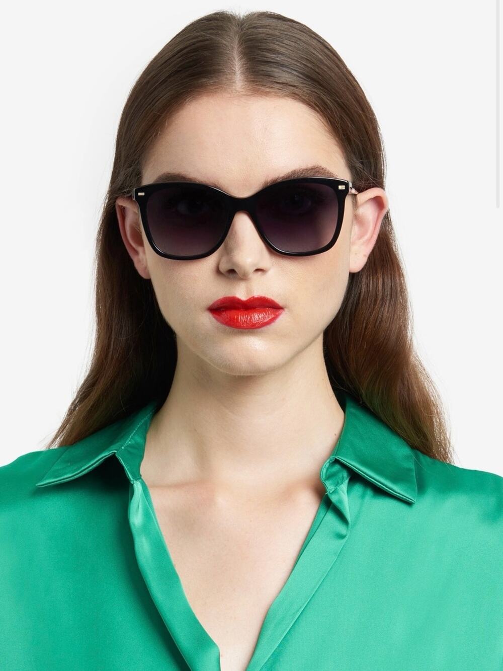 New Carolina Herrera HER0137/S 0K4GHA Burgundy Horn Square Sunglasses Authentic